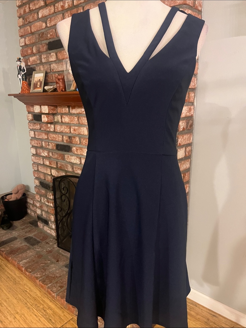 Hayden Navy V-Neck Strappy A-Line Mini Dress - Picture 2 of 4